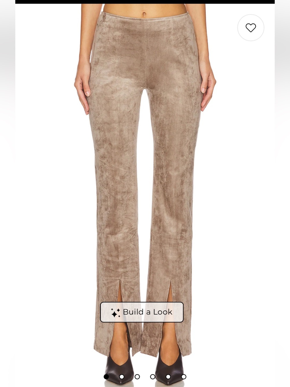 Amanda Uprichard Tavira Suede-Look Taupe Split-Hem Pants NWT